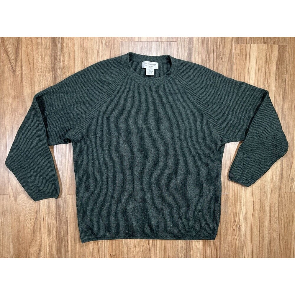 Paolo Mondo Green 2 Ply Cashmere Sweater Luxury & Comfort  Mens Size XL